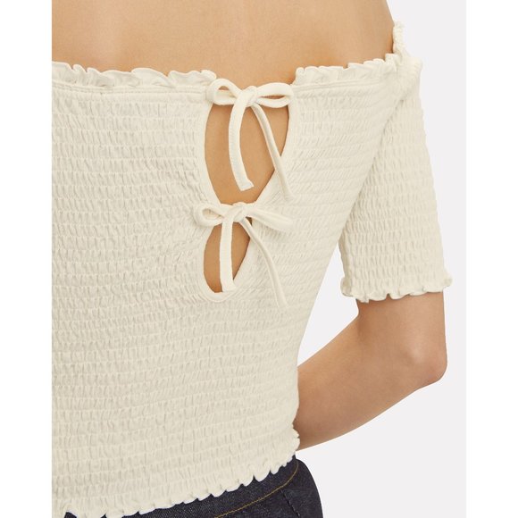 Fifth & Mode - Eva Smocked Top in Ivory - NWT - Picture 3 of 8